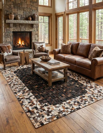 5' 2 x 8' Cowhide Leather Rug