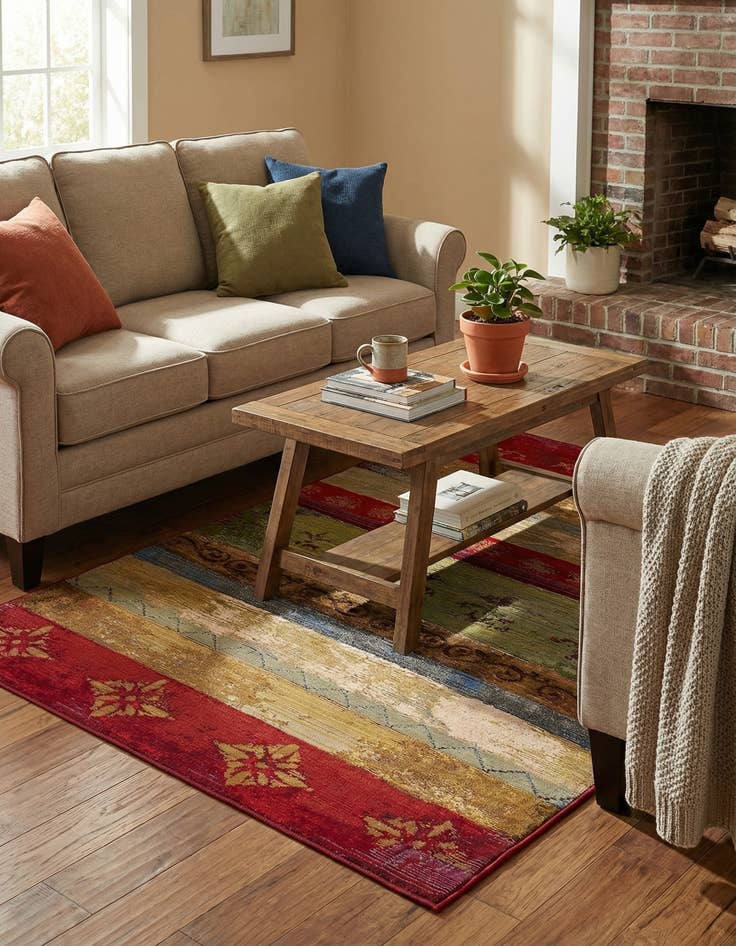 Detail image of 4' x 6'  Washable Modern Indoor / Outdoor Rug