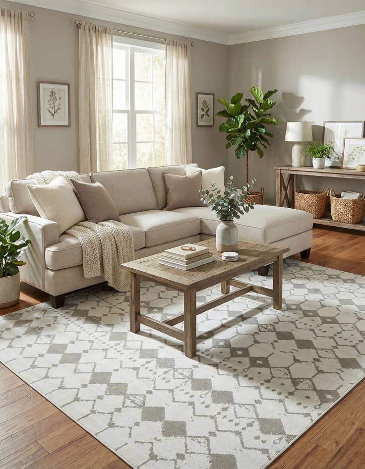 Detail image of 9' x 12'  Washable Trellis Indoor / Outdoor Rug