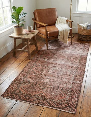 3' 7 x 7' 6 Hand Knotted Ultra Vintage Persian Wool Runner Rug