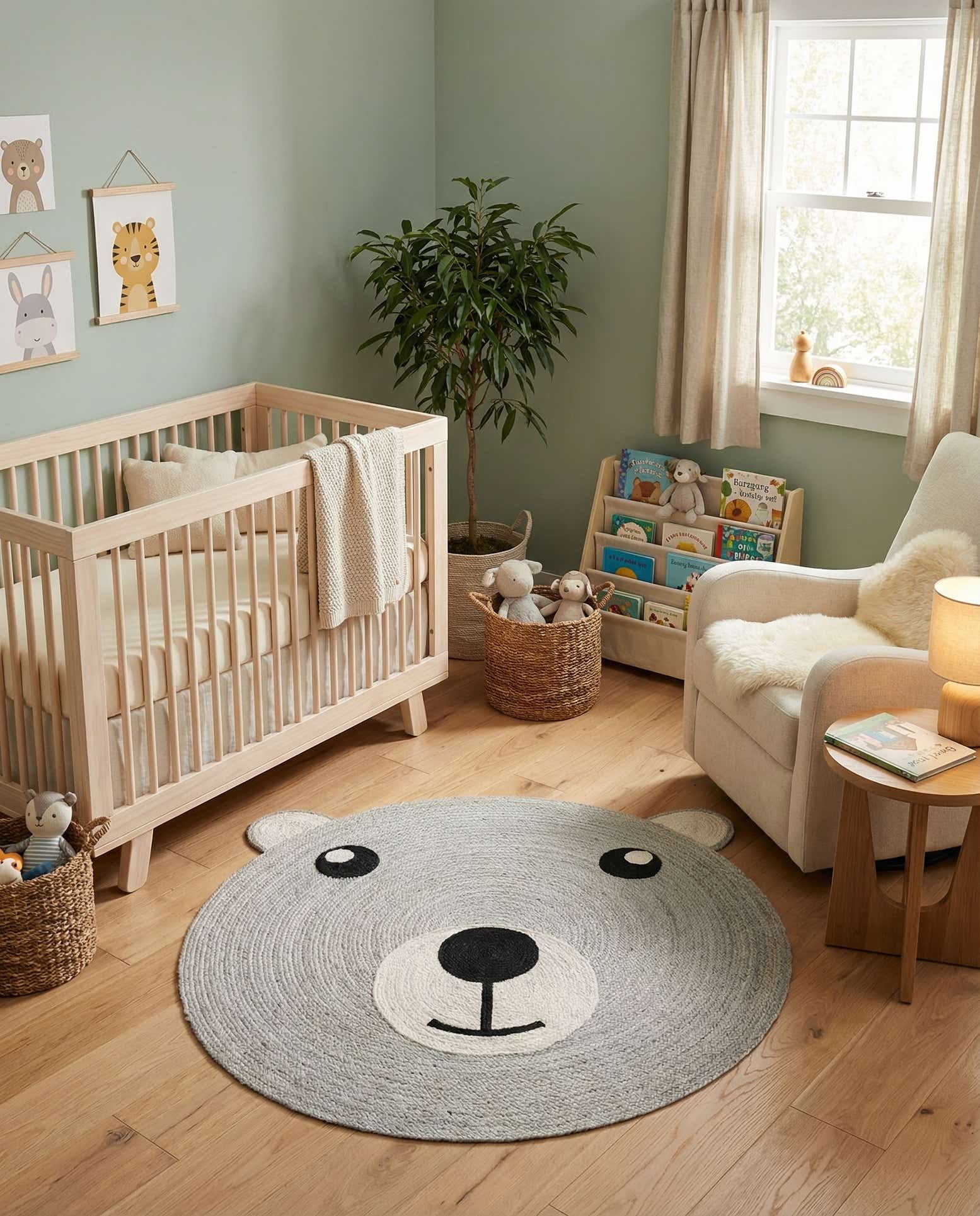 5' 1 x 5' 1 Hand Braided Kids Braided Jute Round Rug