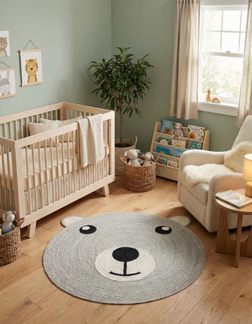 5' 1 x 5' 1 Hand Braided Kids Braided Jute Round Rug