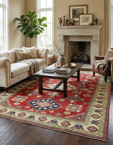 6' 8 x 9' 8 Hand Knotted Kazak Rug