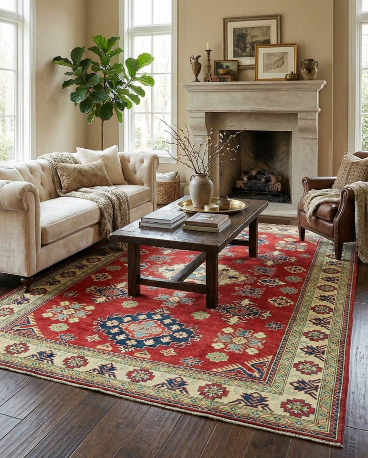 Detail image of 6' 8 x 9' 8 Hand Knotted Kazak Rug