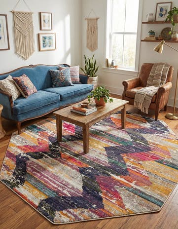 7' 10 x 7' 10 Washable Vivid Octagon Rug