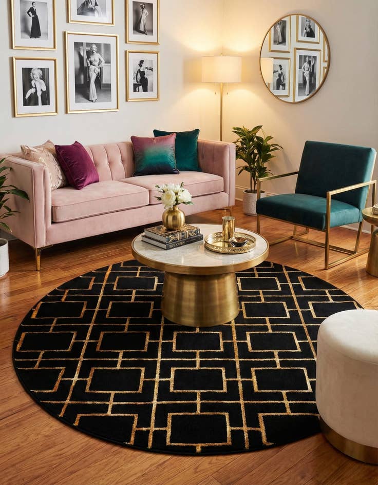 Detail image of 6' x 6'  Marilyn Monroe™ Glam Deco Round Rug