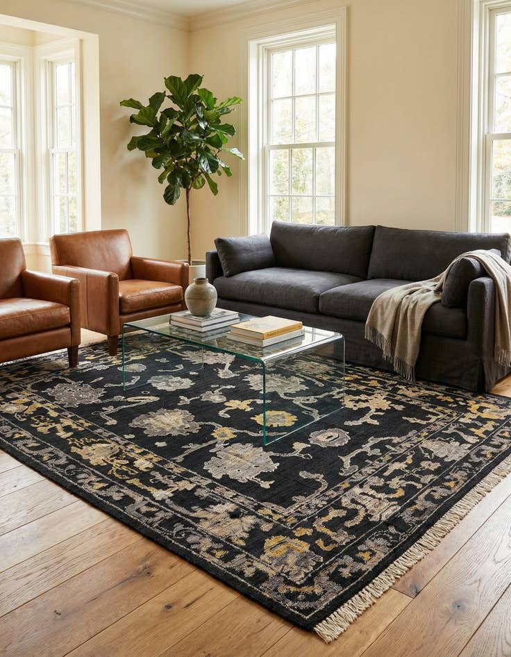 Detail image of 9' 2 x 12' 3  Hand Knotted Oushak Wool Rug