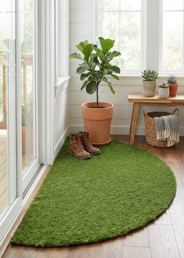 3' x 6' Easy-Clean Grass Indoor / Outdoor Hearth Rug