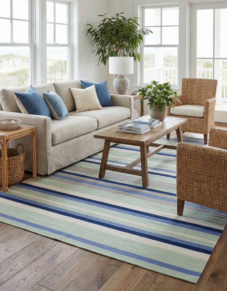 Detail image of 10' x 14' 1  Hand Woven Flatweave Cotton Dhurrie Rug