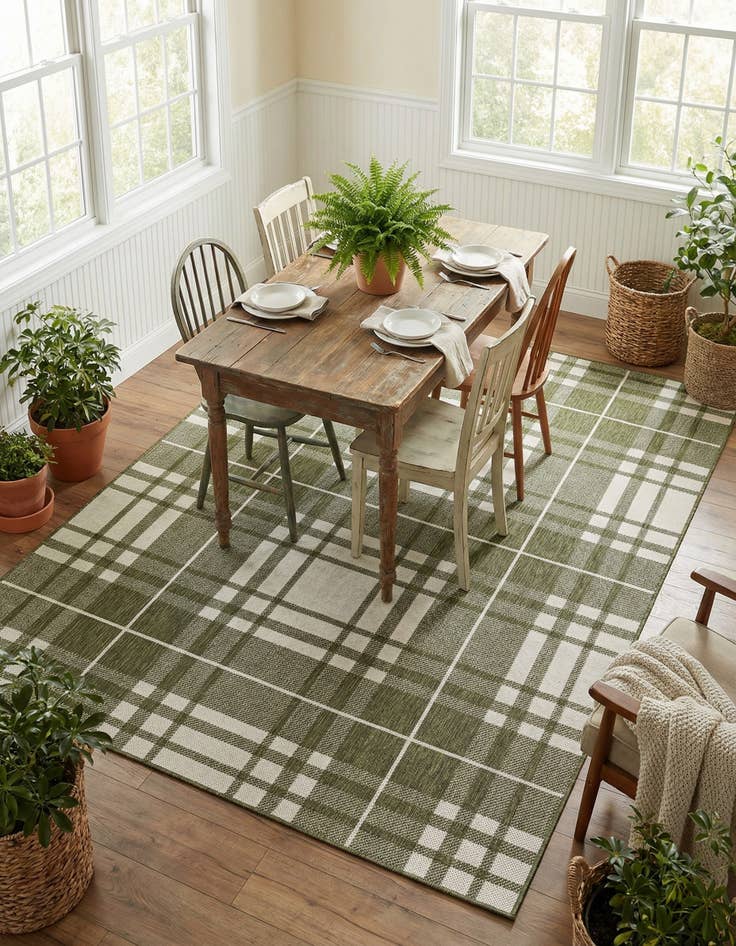 Detail image of  5' 3 x 8'  Washable Checkered Indoor / Outdoor Rug