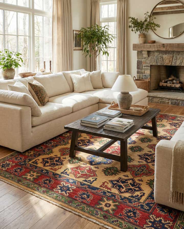 6' 7 x 9' 6 Hand Knotted Kazak Rug