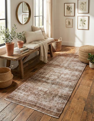 3' 7 x 7' 1 Hand Knotted Ultra Vintage Persian Wool Runner Rug