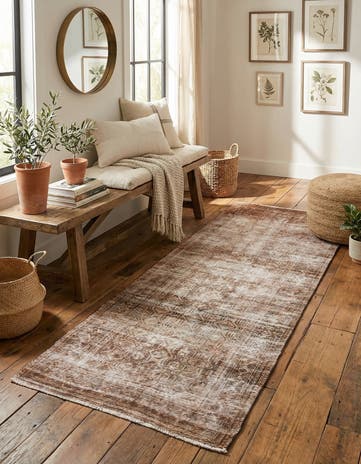3' 7 x 7' 1 Hand Knotted Ultra Vintage Persian Wool Runner Rug