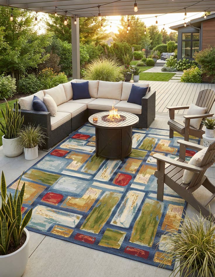 Detail image of 8' x 11' 4  Washable Modern Indoor / Outdoor Rug