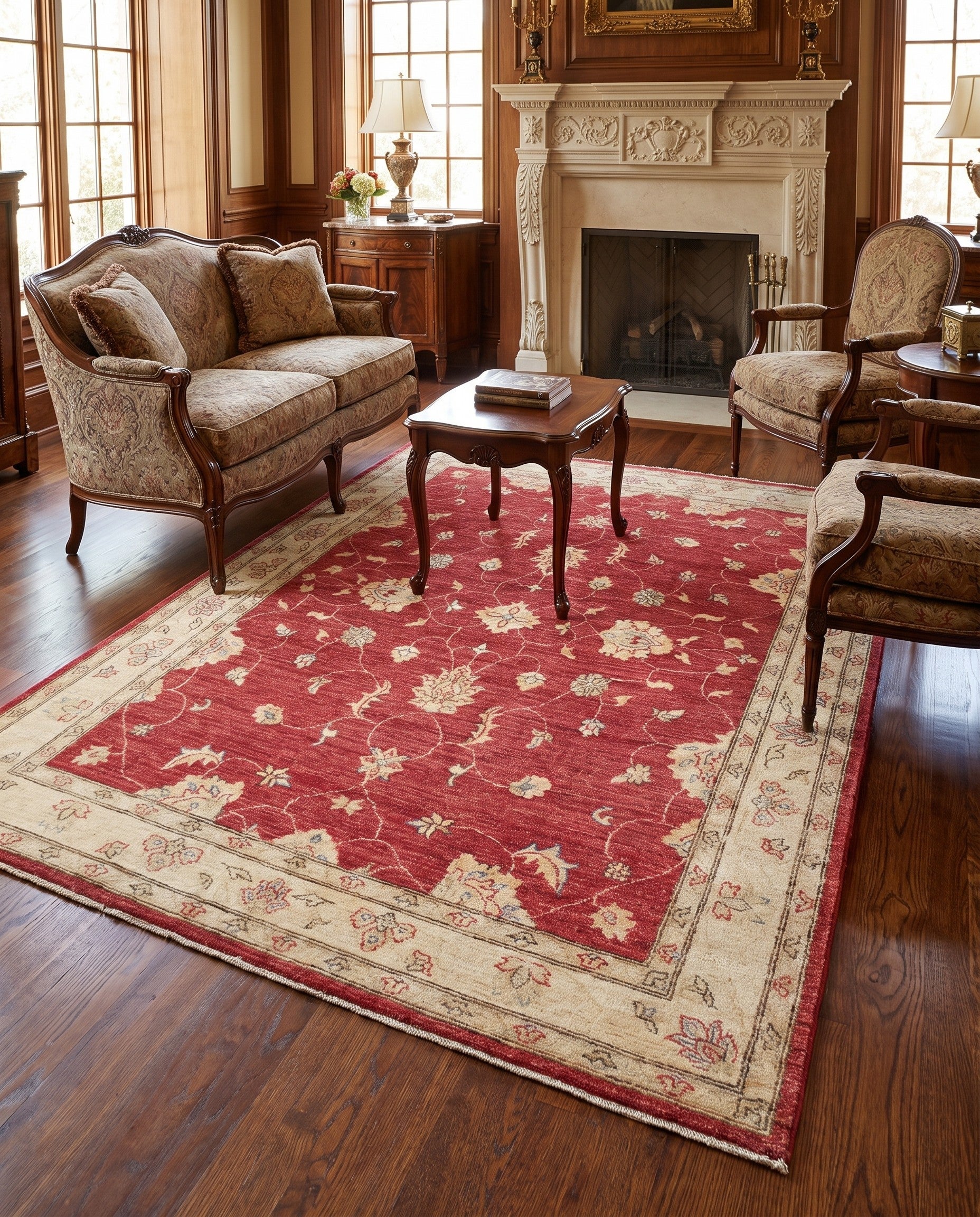 4' 11 x 6' 6 Hand Knotted Ziegler Rug