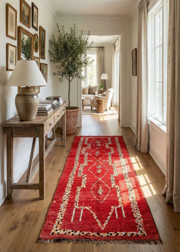 5' 4 x 13' 2 Hand Knotted Moroccan Wool Runner Rug