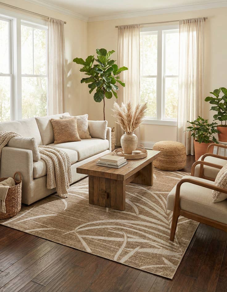 Detail image of 8' x 10'  Washable Botanical Indoor / Outdoor Rug