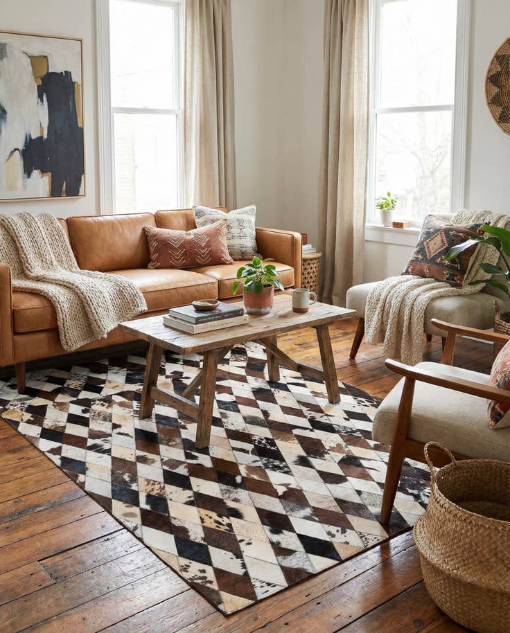 Detail image of 4' 8 x 6' 9 Cowhide Stocks Rug