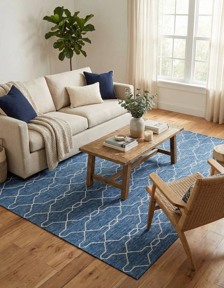 Detail image of 7' 10 x 11' Easy-Clean Trellis Indoor / Outdoor Rug