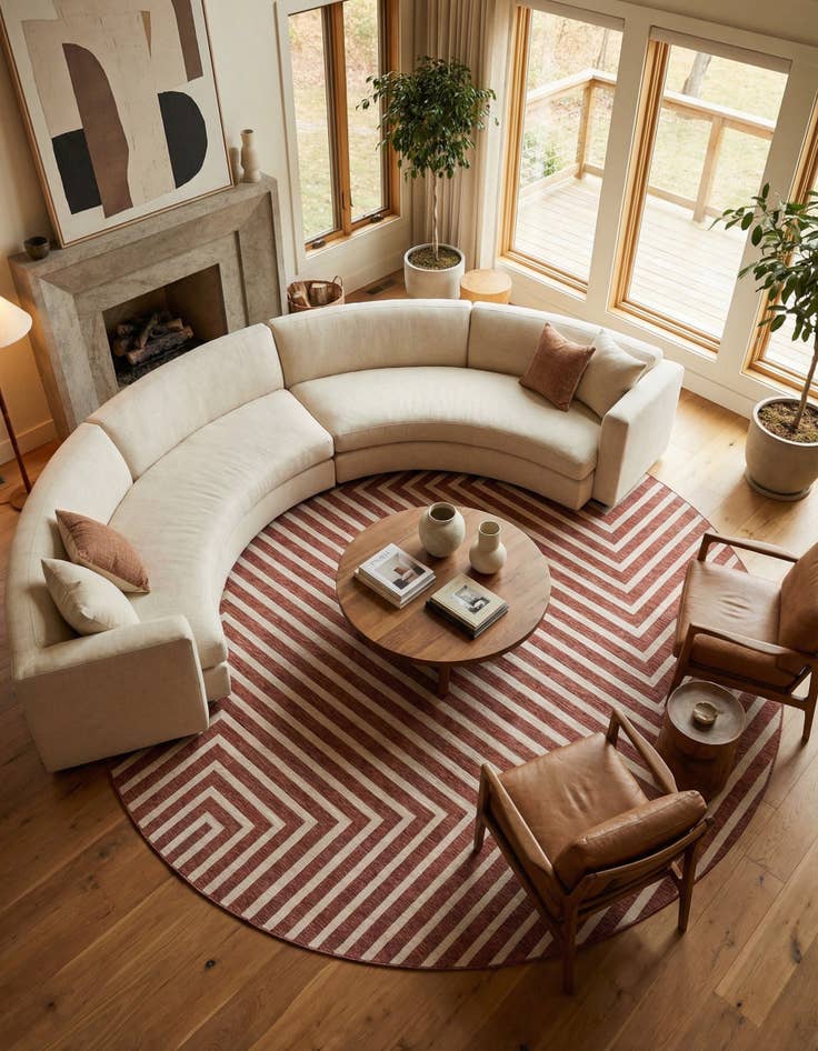 Detail image of  12' x 12'  Washable Modern Indoor / Outdoor Round Rug