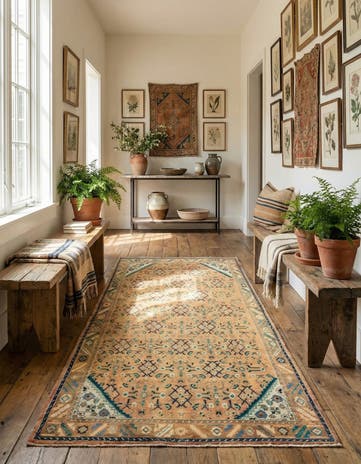 4' 9 x 9' 7 Hand Knotted Farahan Persian Wool Runner Rug