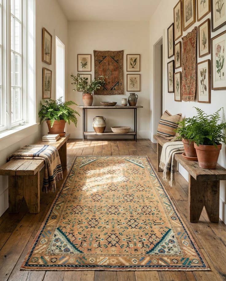 Detail image of 4' 9 x 9' 7 Hand Knotted Farahan Persian Wool Runner Rug