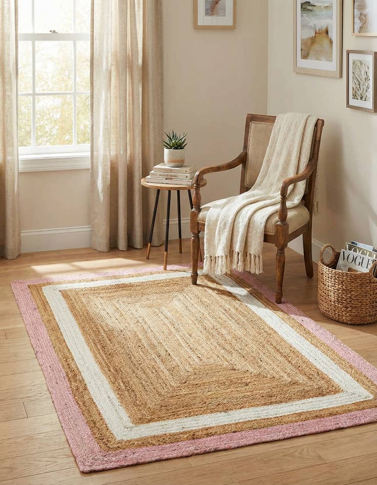 Detail image of 4' 1 x 6' 1  Hand Braided Jute Rug