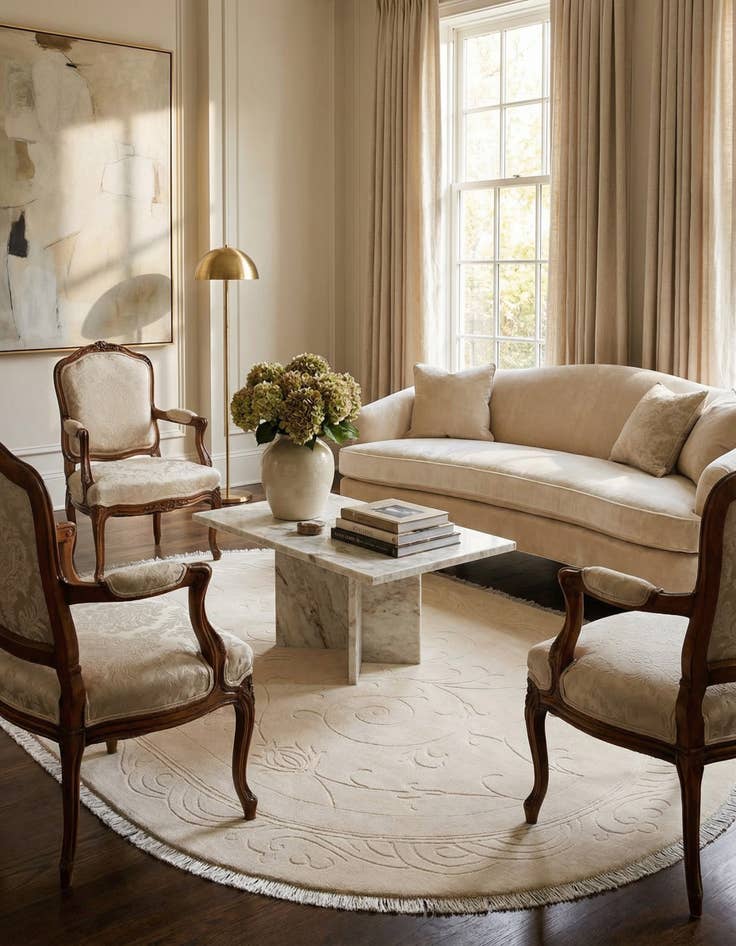 Detail image of 6' 6 x 9' 8  Hand Knotted Darya Wool Oval Rug