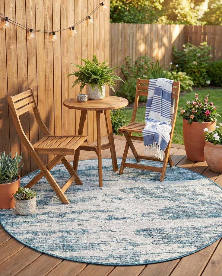 Detail image of 4' x 4' Easy-Clean Modern Indoor / Outdoor Round Rug