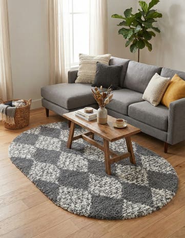 Gray Serenity Shag Oval Rug