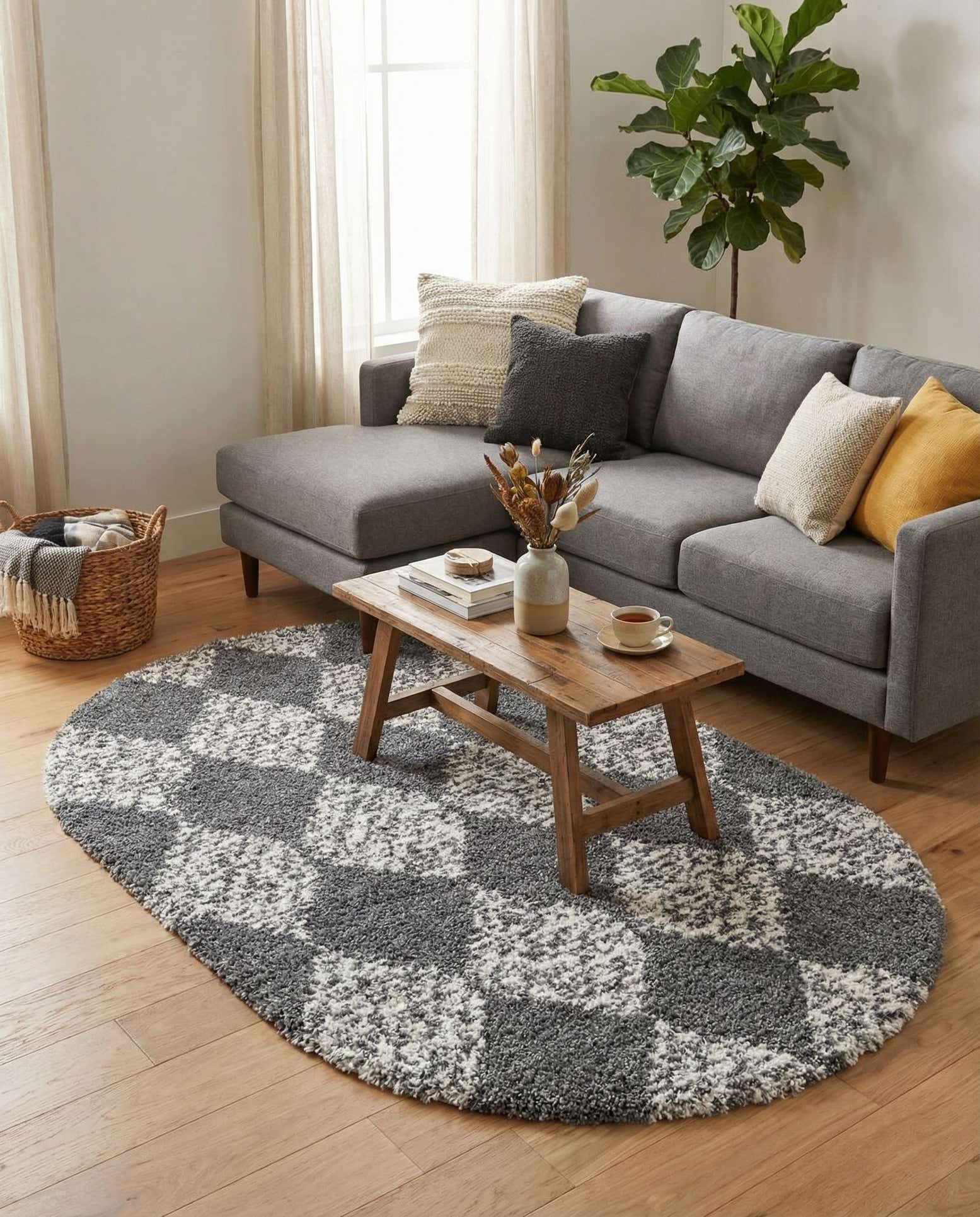 5' 3 x 8' Serenity Shag Oval Rug