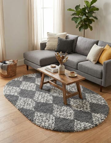 Gray Serenity Shag Oval Rug