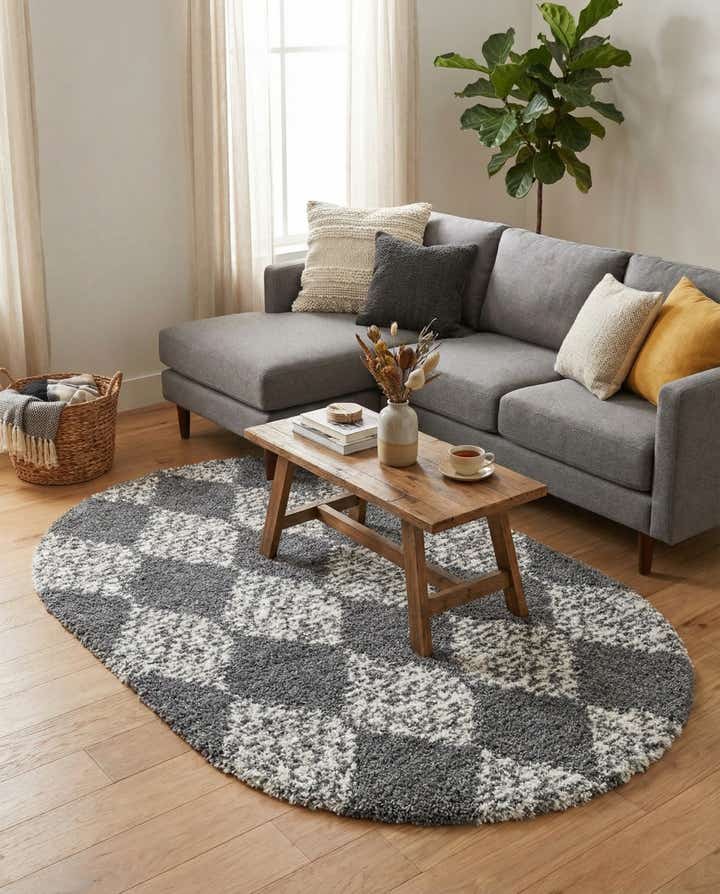 5' 3 x 8' Serenity Shag Oval Rug