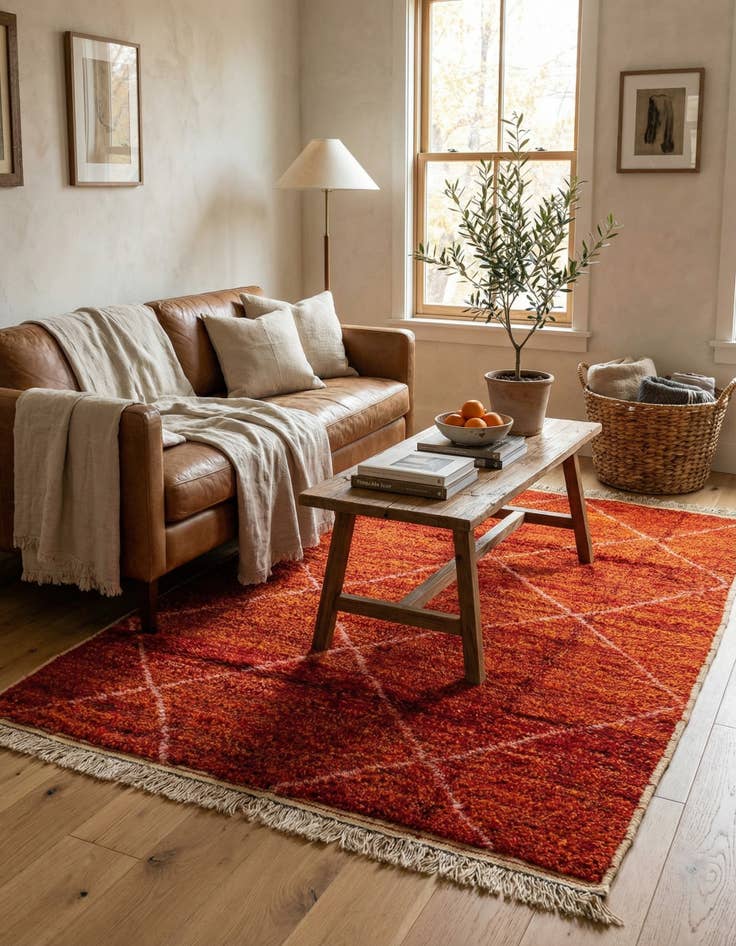 Detail image of 5' 1 x 8' 4 Hand Knotted Moroccan Wool Rug