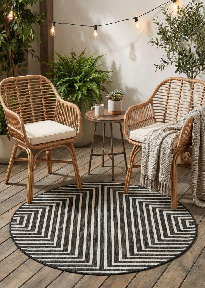 4' x 4' Easy-Clean Modern Indoor / Outdoor Round Rug