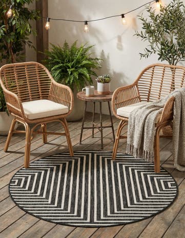 4' x 4' Easy-Clean Modern Indoor / Outdoor Round Rug
