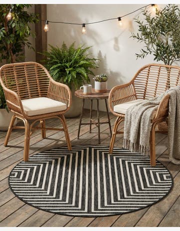 4' x 4' Easy-Clean Modern Indoor / Outdoor Round Rug