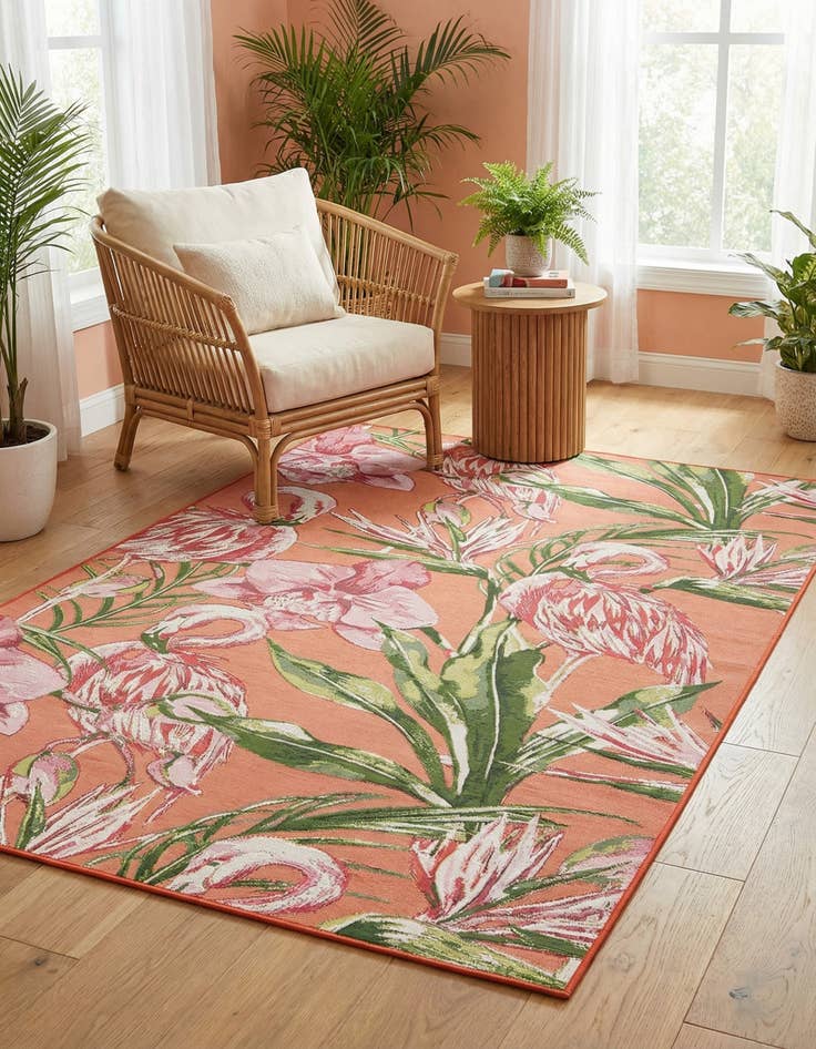 Detail image of 5' x 8' Easy-Clean Botanical Indoor / Outdoor Rug