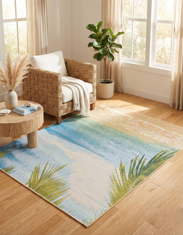 Detail image of 4' x 6' Easy-Clean Coastal Indoor / Outdoor Rug
