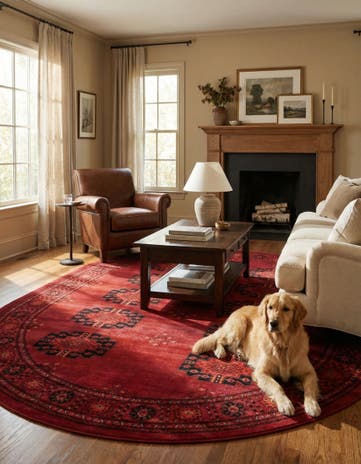 Red Bokhara Oval Rug