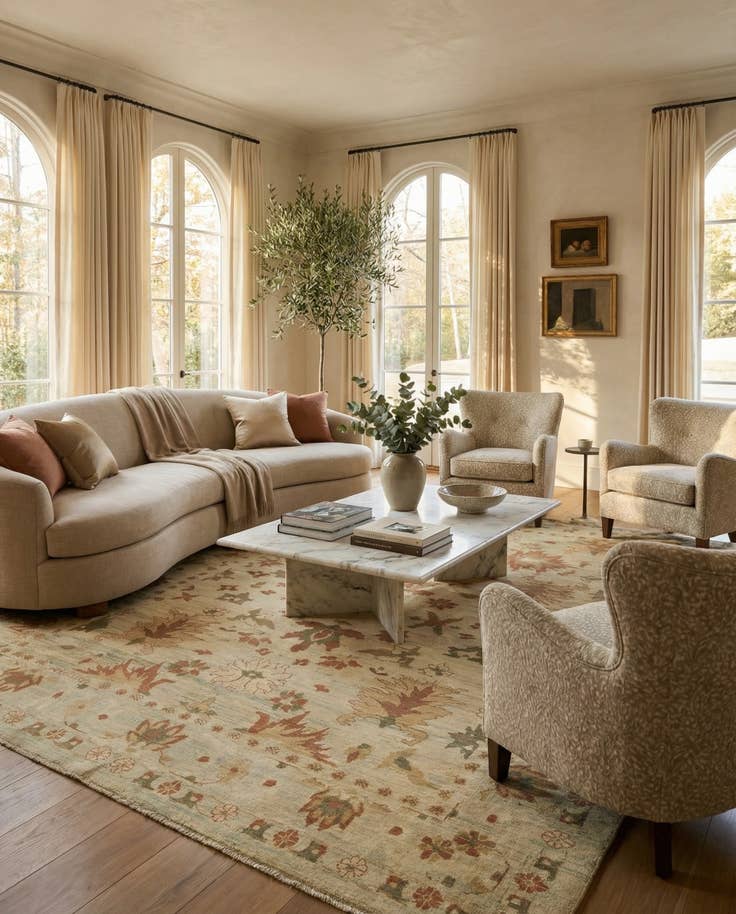 Detail image of 11' 10 x 15' 8 Hand Knotted Oushak Wool Rug