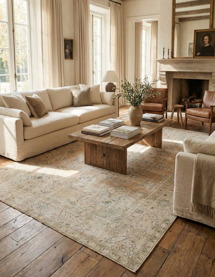 Detail image of 6' 4 x 9' 7 Hand Knotted Ultra Vintage Persian Wool Rug