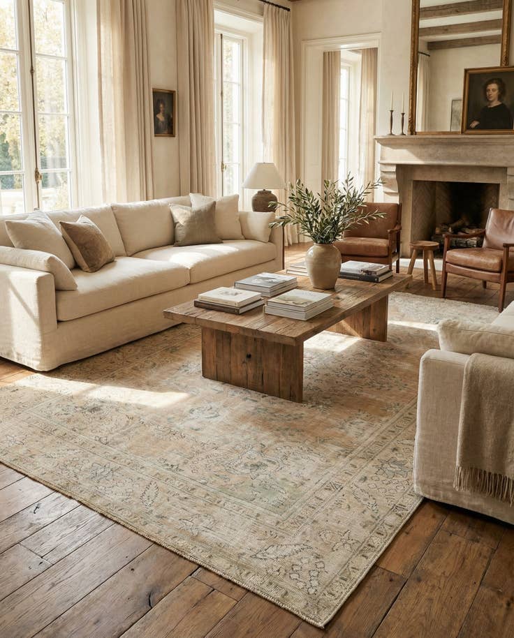Detail image of 6' 4 x 9' 7 Hand Knotted Ultra Vintage Persian Wool Rug