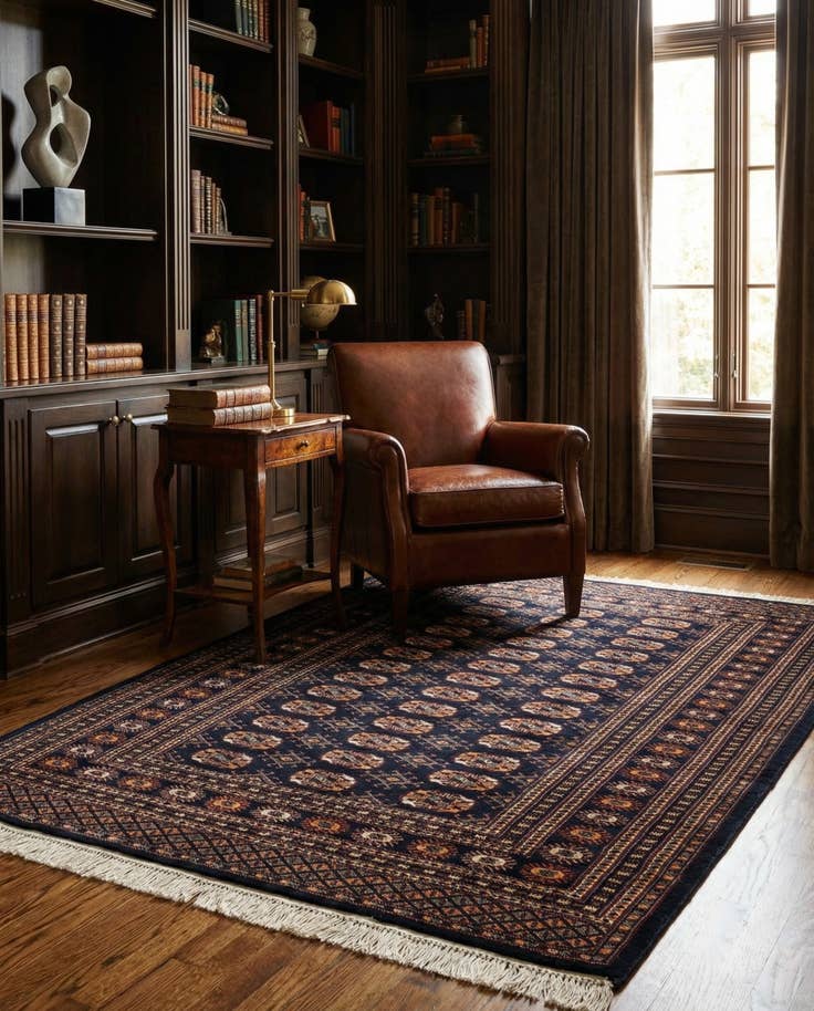 Detail image of 4' 4 x 6' 4 Hand Knotted Bokhara Oriental Wool Rug