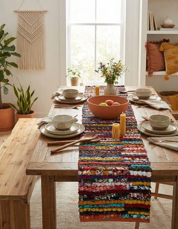 1' 2 x 8' Handmade Braided Chindi Table Runner Rug