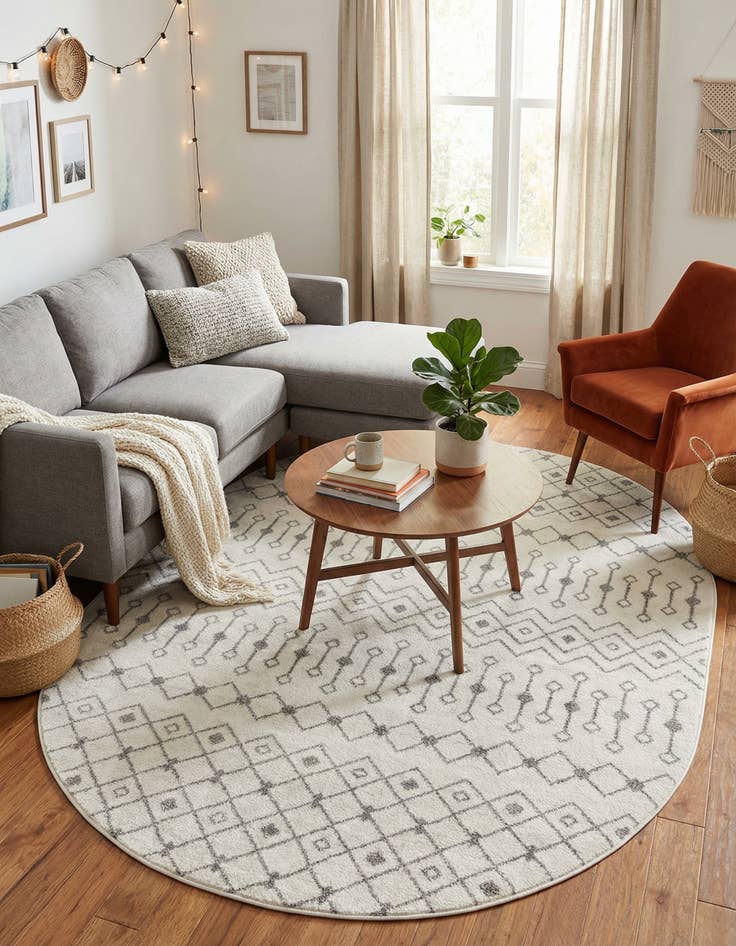Detail image of 7' 10 x 10' Moroccan Trellis Oval Rug