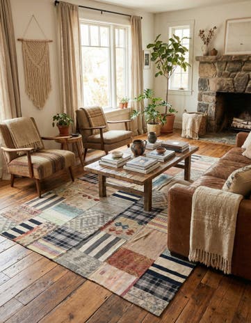 6' 4 x 10' Hand Woven Kilim Patchwork Wool Rug