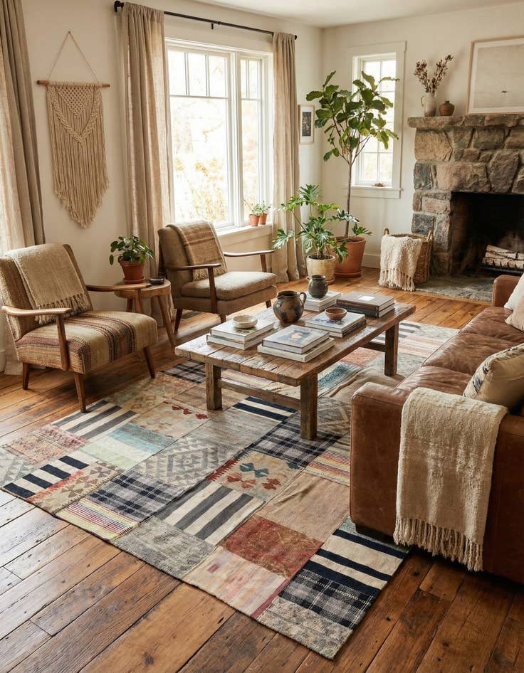 Detail image of 6' 4 x 10' Hand Woven Kilim Patchwork Wool Rug