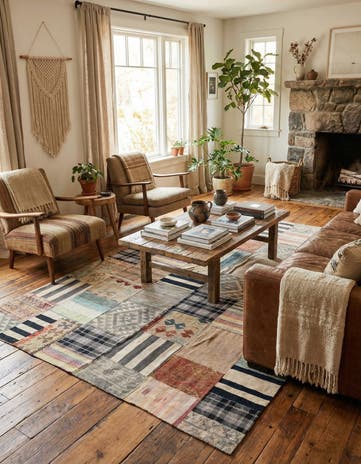 6' 4 x 10' Hand Woven Kilim Patchwork Wool Rug
