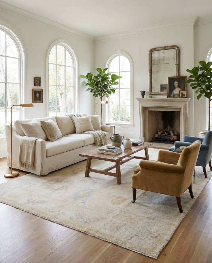 Detail image of 8' 10 x 11' 6 Hand Knotted Oushak Wool Rug